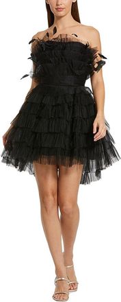 Mac Duggal Feathered Tulle Fit & Flare Mini Dress