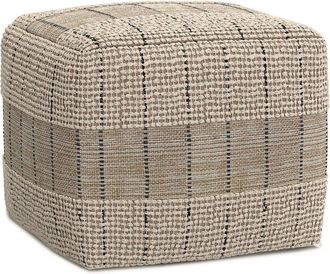 Simpli Home Elmer Contemporary Square Woven Pouf