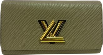 Louis Vuitton Beige Galle Leather Long Wallet (Tri-Fold) (Pre-Owned)