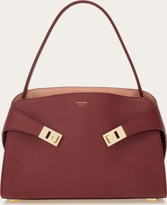 Ferragamo Donna Borsa a spalla Hug soft bicolore (M) Rosso