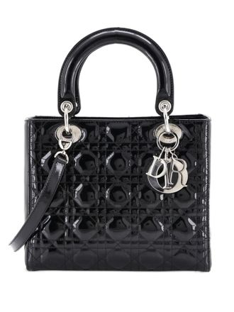 Dior Lady Dior Bag Cannage Quilt Patent Medium satchel - Black