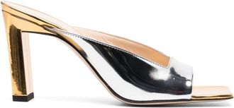 Wandler peep-toe metallic mules - women - Goat Skin/Goat Skin/Goat Skin - 35 - Silver