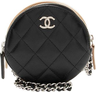 Chanel Lambskin Triple Zip Round Clutch With Chain (Authentic Pre-Loved)