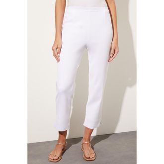 Ming Wang Knit Lined Straight Leg Ankle Pants in White at Nordstrom, Size X-Large