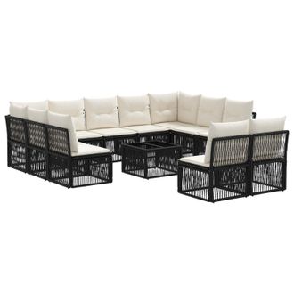 vidaXL Conjunto De Sof&aacute;s De Jard&iacute;n 12 Pcs Negro Rat&aacute;n Sint&eacute;tico Vidaxl