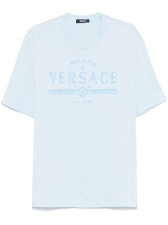 Versace T-shirt met logoprint - Blauw