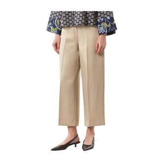 Marella Alcuno Cropped Broeken - Dames - Vrijetijds broeken - Beige - XS - Linnen - Broeken