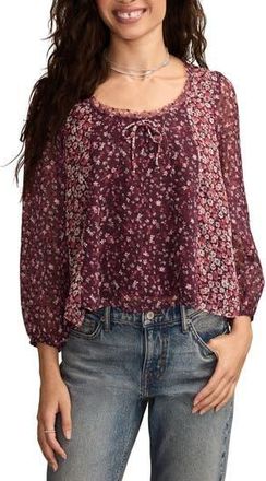 Lucky Brand Mixed Print Swing Top in Burgundy Combo at Nordstrom Rack, Size Small