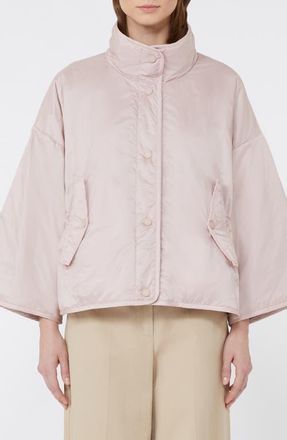 Max Mara Ronco Water Repellent Quilted Reversible Jacket in Powder at Nordstrom, Size 14