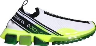 Dolce & Gabbana White Yellow Slip On Sorrento Sneakers Womens Shoes (Pre-Owned)