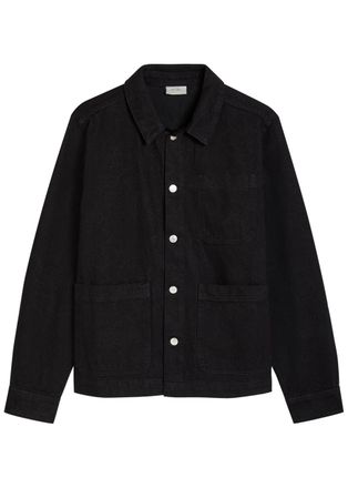 Les Deux Layton Subtle Flower Print Denim Jacket - Black - XL