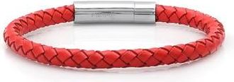 HMY Jewelry Stainless Steel Charm & Braided Leather Bracelet in Red at Nordstrom Rack