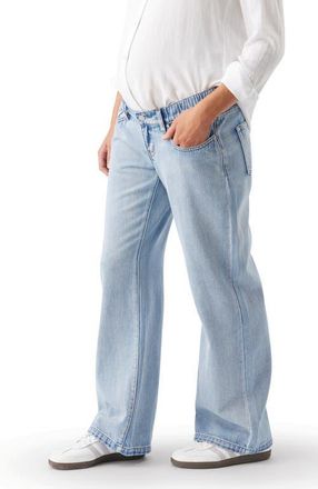 Ripe Billie Elastic Wide Leg Maternity Jeans in Light Wash at Nordstrom, Size Xx-Large 31 Au