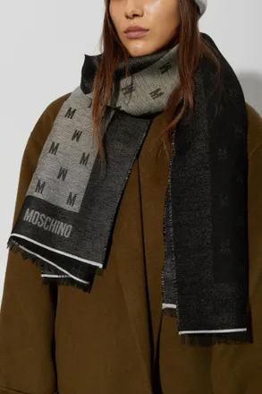 Moschino Scarf With Monogram, Unisex, Grey