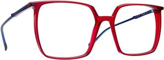 Blush Caroline Abram Cabaret Transparent Red Acetate Square Eyeglasses