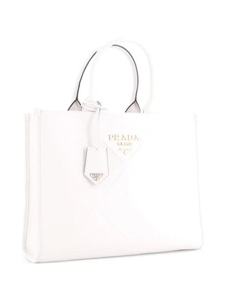 Prada Symbole Shopper Embossed Leather Medium tote bag - Bianco