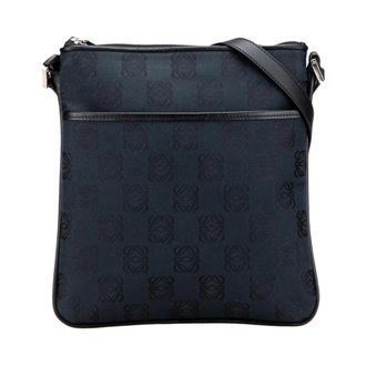 Loewe Pre-owned Patroon Textiel Crossbody Tas - Dames - Pre-owned - Blauw - Maat: ONE Size