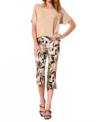 Tribal Printed Bengaline Pull-On Elastic Waist Capri Pant In Multi