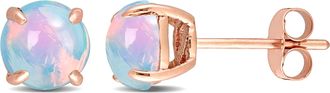 Mimi & Max 1 4/5 CT TGW Blue Ethiopian Opal Stud Earrings in 10K Rose Gold