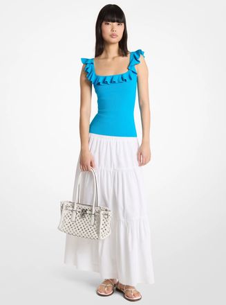 Michael Kors Ruffled Stretch Viscose Tank Top