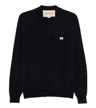 Valentino Garavani Blue Polo Shirt With Logo Plaque