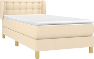 vidaXL Cama Box Spring Con Colch&oacute;n Tela Color Crema 90x190 Cm Vidaxl