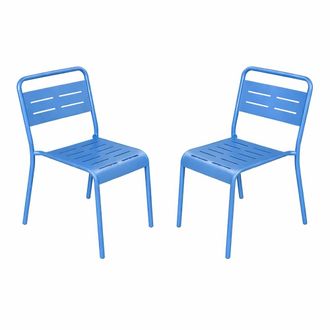 Concept Usine Juego de 2 sillas de jard&iacute;n apilables azules