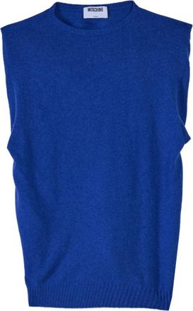 Moschino Top Pullover - Dames - Tops zonder mouwen - Blauw - M - Wol - Tops