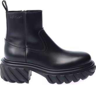 Off-white Mens Off White Exploration Ankle Boots in Black Leather - Size UK 6