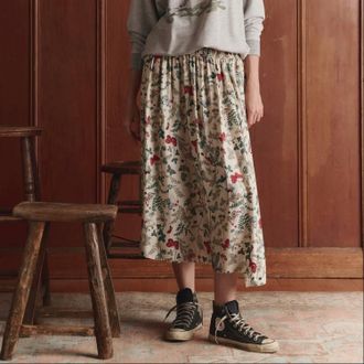 The Great. Canary Midi Skirt In Floating Butterfly