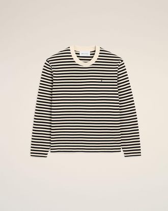Ami Black and white mariniere cotton t-shirt with Ami de Coeur Black - XXXL - Unisex