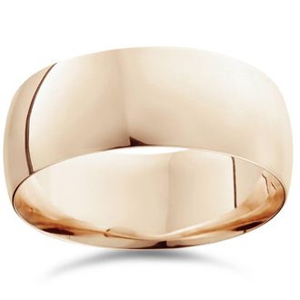 Pompeii3 9mm Dome High Polished Wedding Band 14K Rose Gold Size Selectable