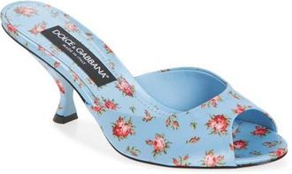 Dolce & Gabbana Keira Floral Satin Sandal in Roselline F.celeste at Nordstrom, Size 10.5Us