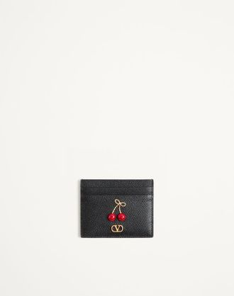 Valentino Garavani Portacarte Cherryfic In Vitello Granato Donna NERO UNI