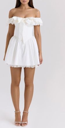 House of CB Jaide Off the Shoulder Minidress in Cloud Dancer at Nordstrom, Size X-Small