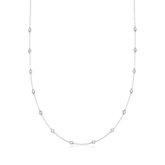 Ross-Simons Bezel-Set Diamond Station Necklace in 14kt White Gold