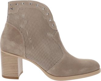 Nero Giardini Su&egrave;de Dames Enkellaarsjes - Dames - Laarzen met Hak - Beige - 39 EU - Su&egrave;de - Schoenen