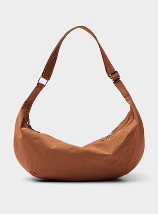 Simons Womens XL crinkled fabric half-moon bag