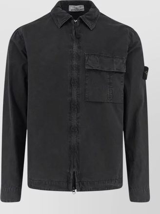 Stone Island organic cotton shirt front pocket buttons
