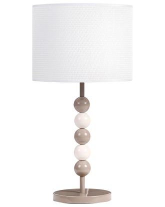 Beliani L&aacute;mpara de mesa metal blanco beige