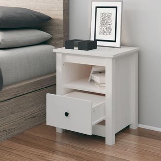vidaXL Vidaxl - Mesita De Noche Madera Maciza De Pino Blanco 40x35x49 Cm