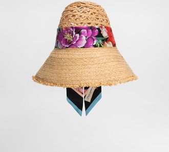 Dolce & Gabbana Straw Hat With Bandeau Scarf - Woman Hats And Gloves Multi-colored 57