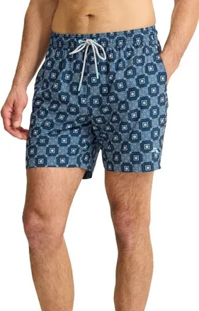 Tommy Bahama Naples Barcelos Tiles 6-Inch Performance Swim Trunks in Dress Blues at Nordstrom, Size Xx-Large
