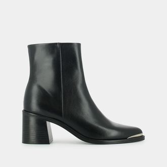 Jonak Bottines puntige top, in leer Delo