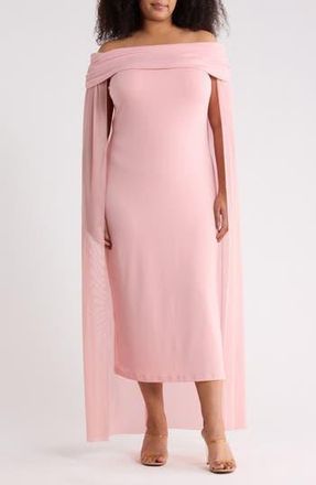 By Design Waverly Off the Shoulder Cape Dress in Bridal Rose at Nordstrom Rack, Size 1X