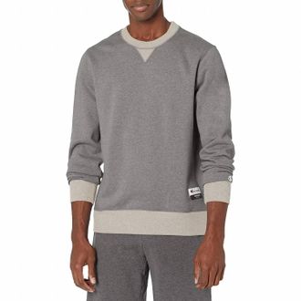 Champion Sueded Fleece Pullover Crew Neck Sweatshirt In Gray Oatmeal