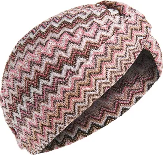 Missoni Knotted Zigzag Head Wrap in 0001 Cream Pink Multi at Nordstrom