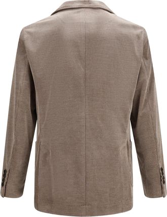 Brunello Cucinelli Mens Double-Breasted Corduroy Jacket Granito