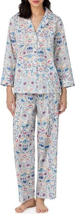 Lauren Ralph Lauren Monogram Pajamas in Ivory Blue Print at Nordstrom, Size X-Small