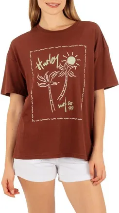 Hurley Vintage Postcard Graphic Boyfriend T-Shirt in Cappucicno at Nordstrom, Size X-Large